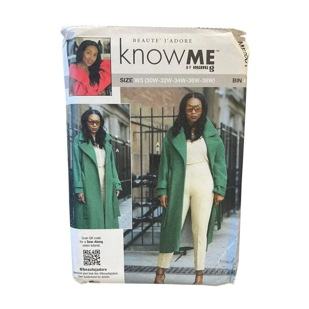 KnowMe ME2001 Misses Coat & Trousers Sewing Pattern Size 30W-38W Plus Size